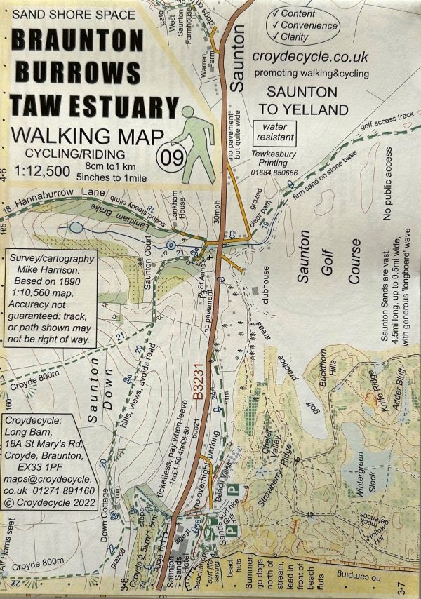 Braunton Burrows & Taw Estuary Walking & Cycling Map